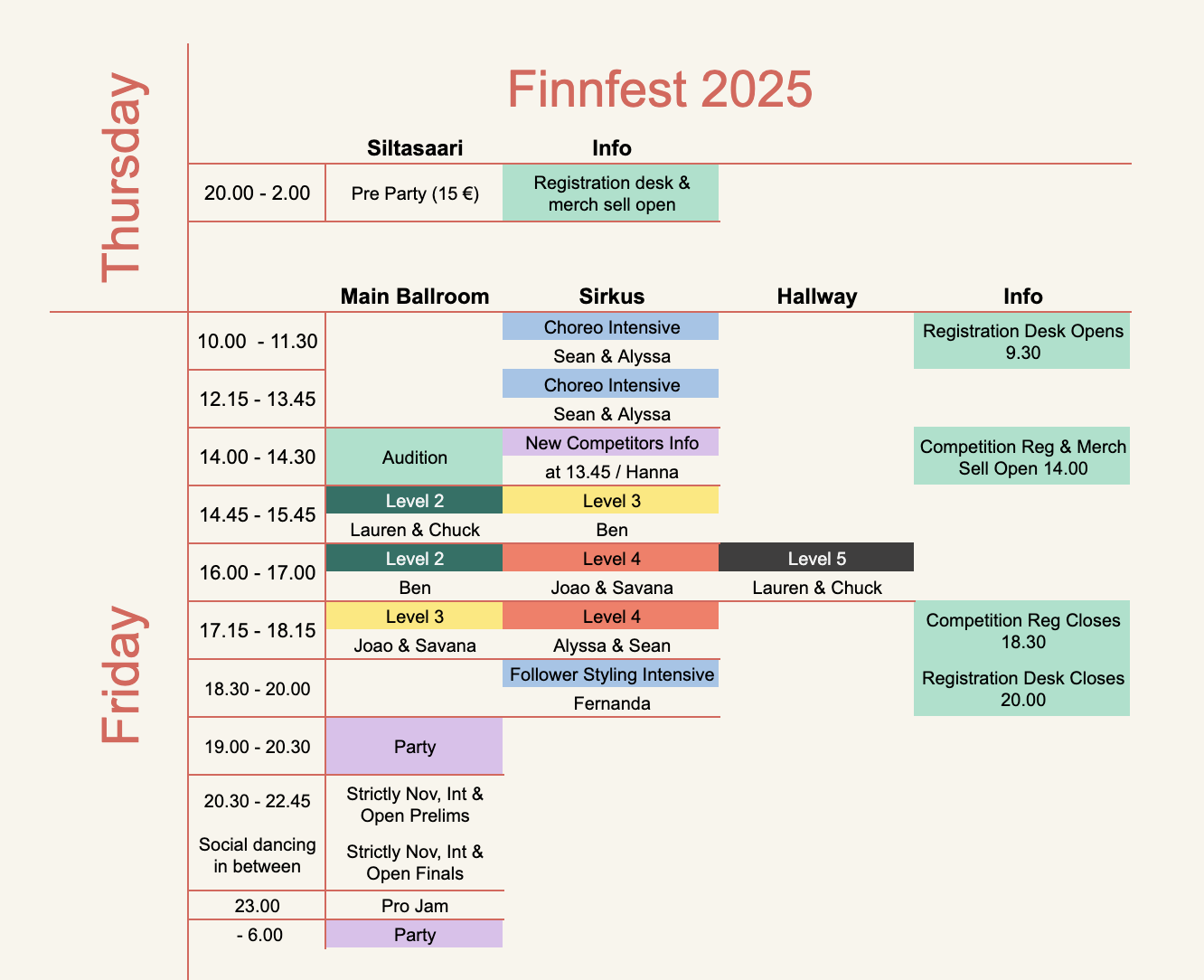Thursday & Friday schedule