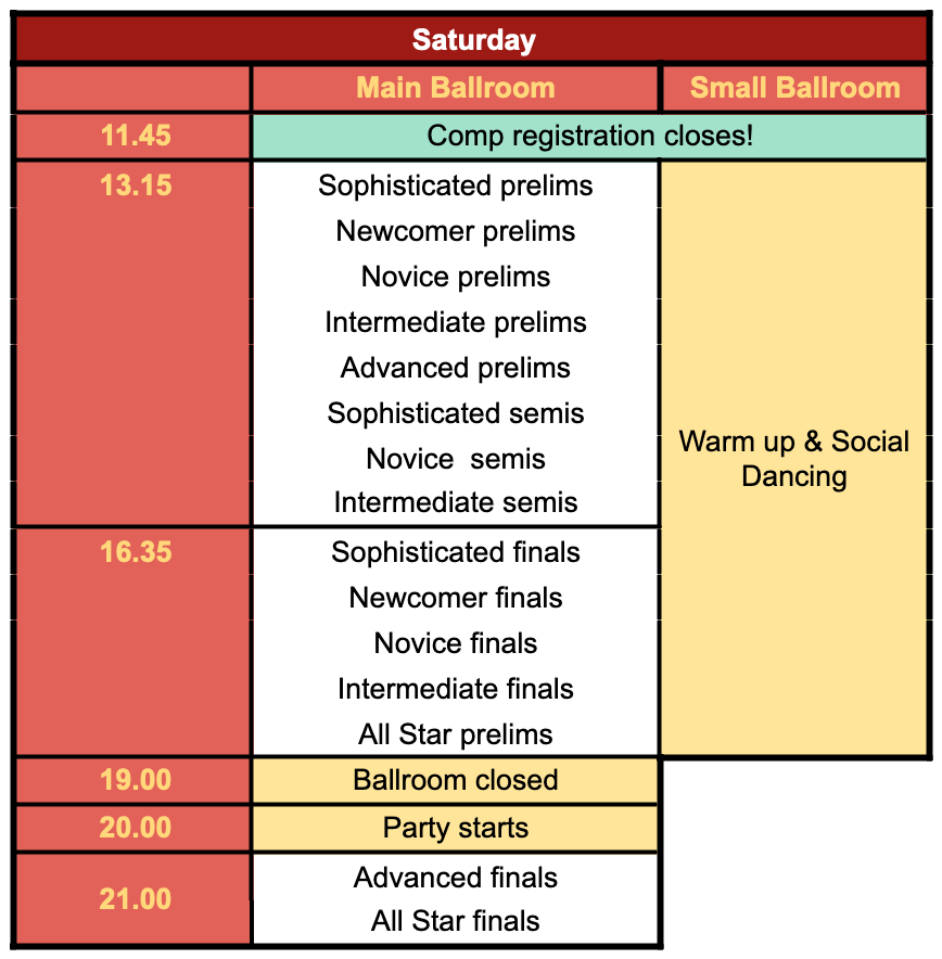 Saturday schedule